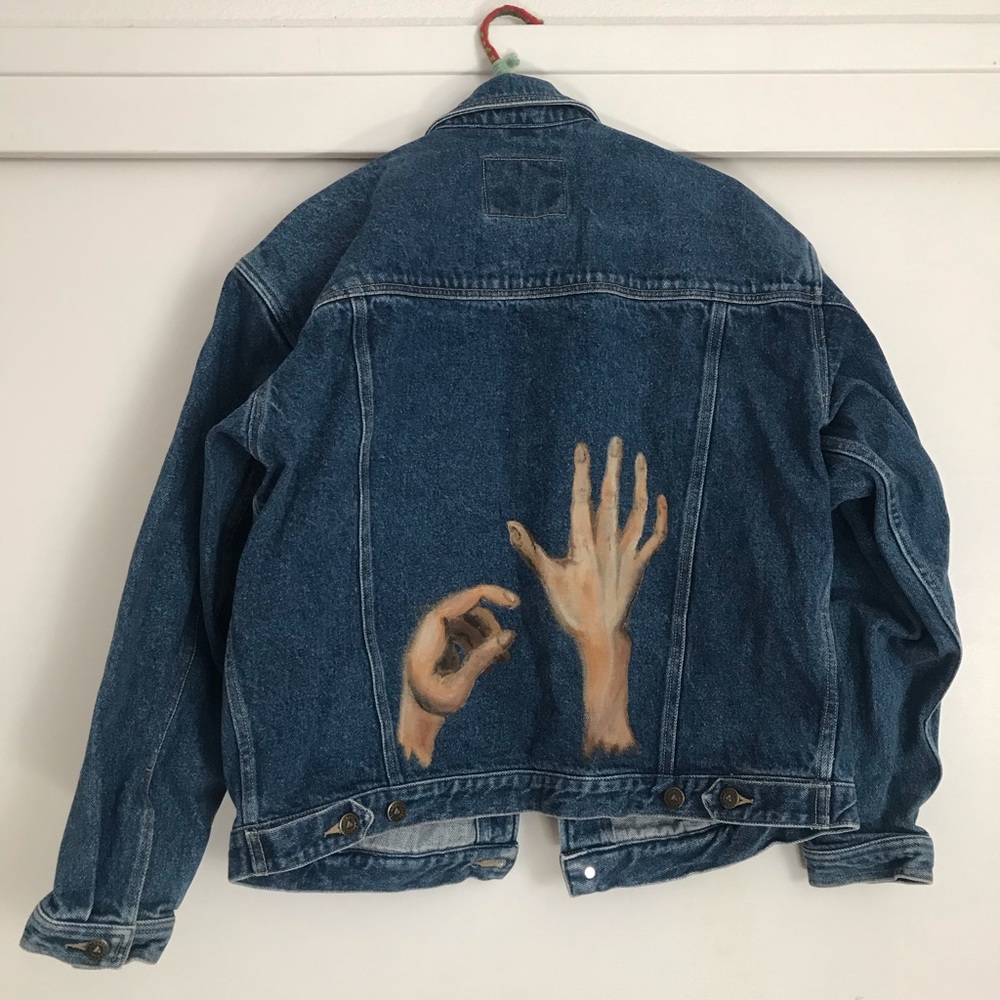 Unique hand painted jean jacket